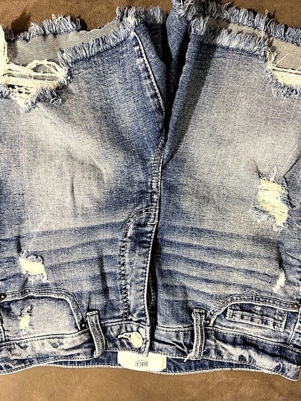 BKE Distressed Denim Jean Shorts in Blue Waist 27
